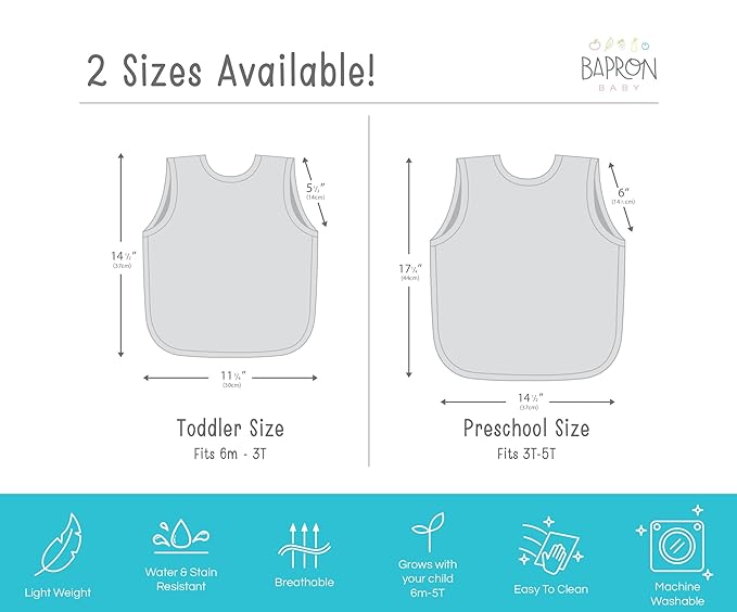 BapronBaby Fresh Lemon Bapron - No Neck Tie Safer Bib for Baby & Toddler - Soft Waterproof Stain Resistant - Machine Washable - Sz Preschool 3-5yrs