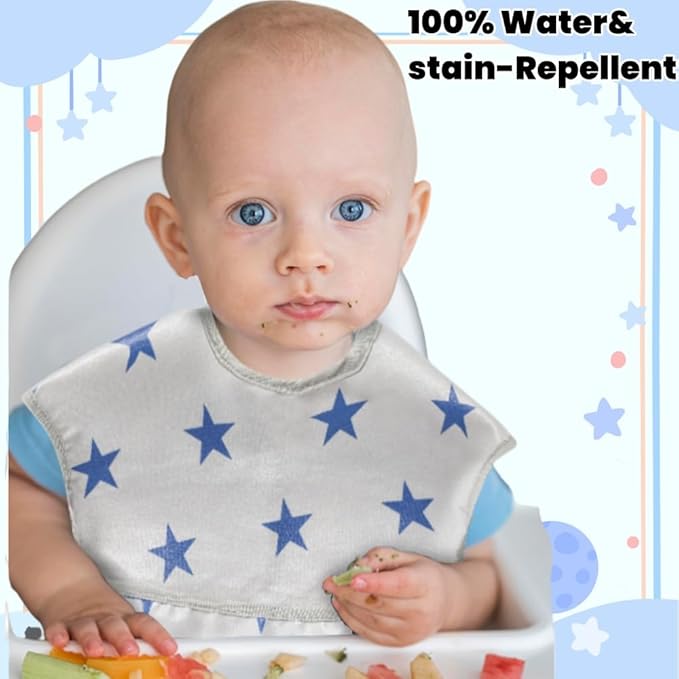 TSD Baby Bibs Waterproof Feeding Bibs 5pack Adjustable Mealtime Poctet Bib for Newborn Toddler Infant Easy Clean Durable Baby Essentials Shower Gift