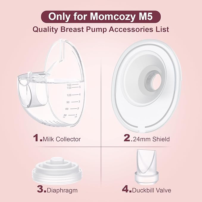 Two Complete Sets Compatible with Momcozy M5 Breast Pump Replacement Parts, 27mm Collection Cup and 15/17/19/21mm 8pcs Flange Size Kit for M5 only, not Other Models
