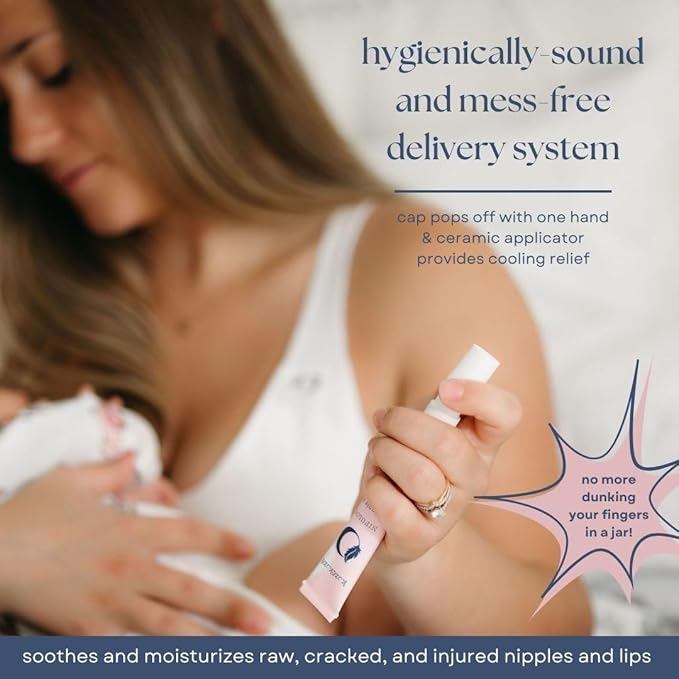 Nip Gloss, Lanolin Free Nipple Cream Safe for Breastfeeding, All Natural Ingredients, 2 in 1 Nipple Cream Lip Balm, Pediatrician Approved, Mess-Free and Travel-Friendly .67 oz (20 ml)