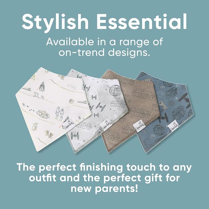 Baby Bandana Drool Bibs for Drooling and Teething 4 Pack Gift Set "Tatooine™" by Copper Pearl