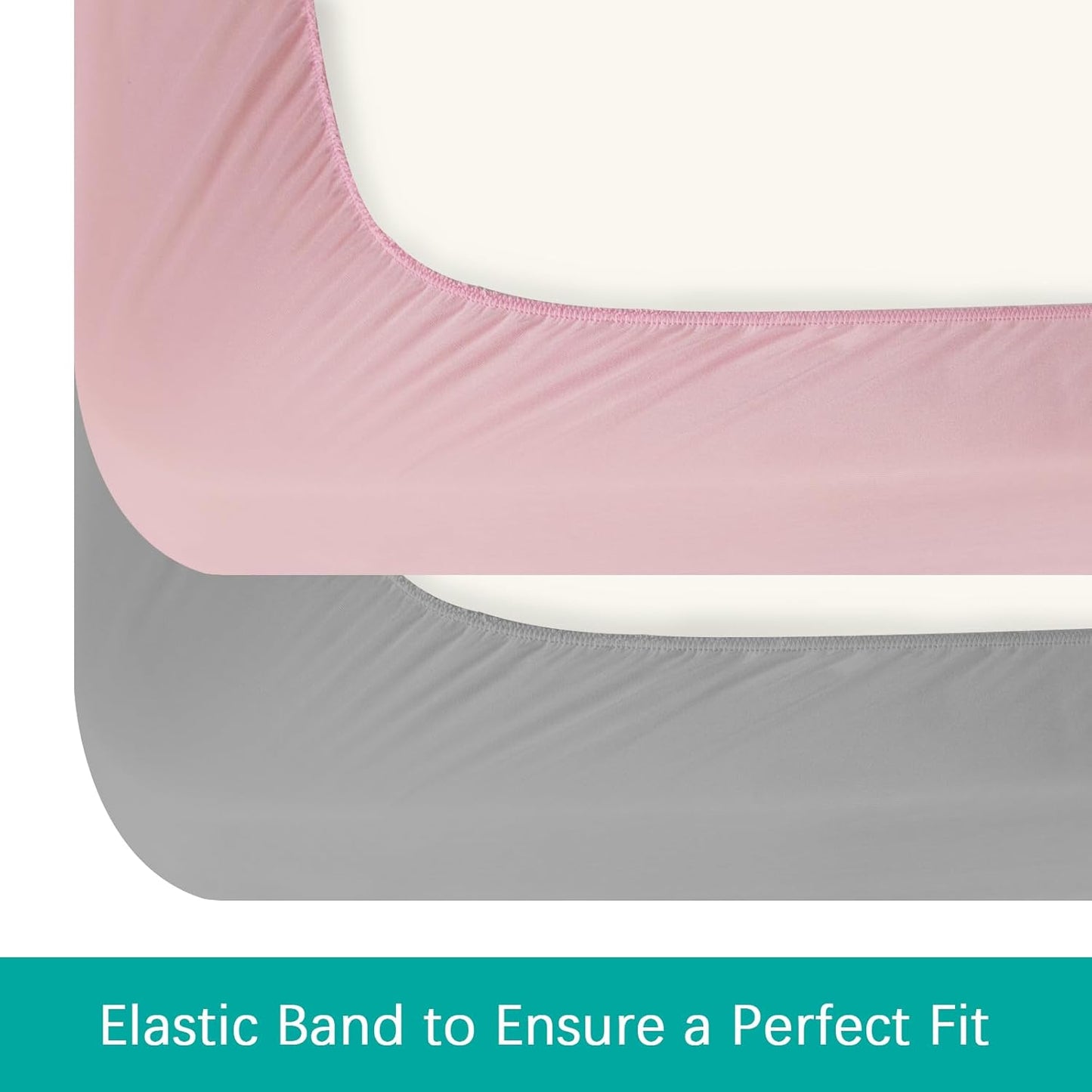 Crib Sheets Waterproof 2 Pack, Crib Mattress Protector, Toddler Fitted Crib Sheet Neutral, Ultra Soft & Breathable Toddler Bed Sheets for Boys and Girls, Grey & Pink