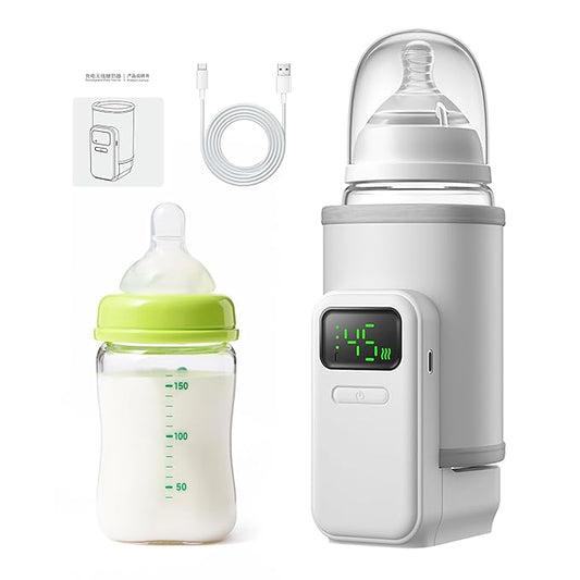Portable Bottle Warmer - Travel-Easy,Fast Warming,6-Speed Temperature Control,Comfortsble Baby Feeding On-The-go,Battery-Powered Waterless Milk Warmer