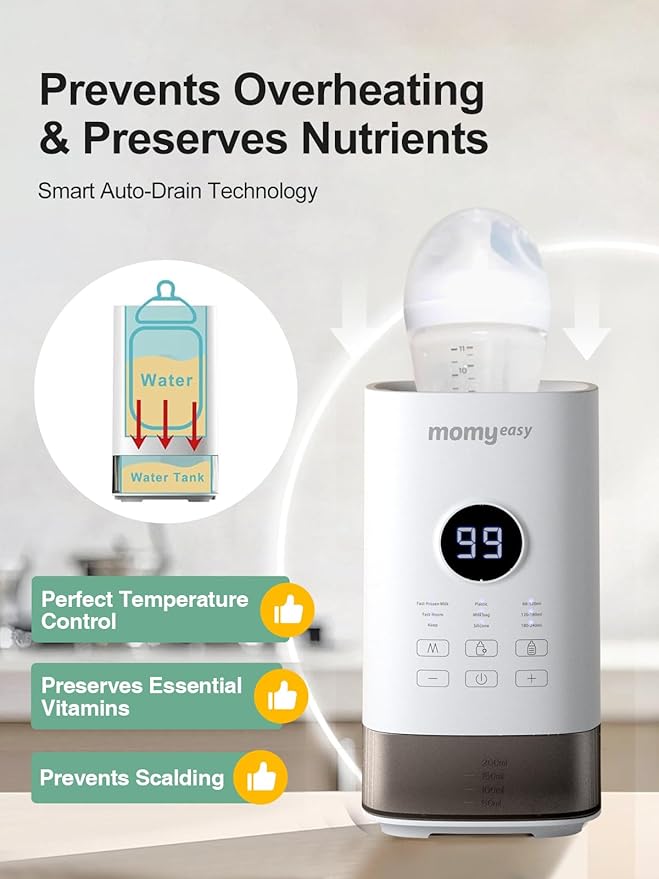 MOMYEASY Bottle Warmer, Fast Baby Bottle Warmer for All Bottles, Milk Warmer with Accurate Display Timer, Temperature Control and Auto Shutoff, Bottle Warmers for Breastmilk & Formula