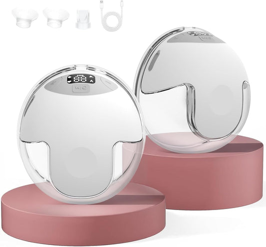 Wearable Breast Feeding Pump Portable, Electric Breast Pump Hands Free with 4 Modes &12 Levels,Strong Suction, LED Display, 24mm Sealed Flange,2 Pack