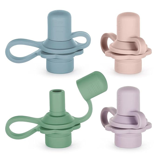 haakaa Multi-Functional Silicone Spout,Pouch Topper No Spill,Water Bottle Topper for Toddlers,100% Food Grade Silicone,4 Pack