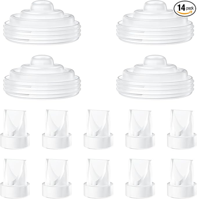 14PCS Breast Pump Parts Compatible with Momcozy M5 Replacement to Momcozy Duckbill Valves 10pcs and Silicone Diaphragms 4pcs, Not Original Mom Cozy Pump Part Accessories