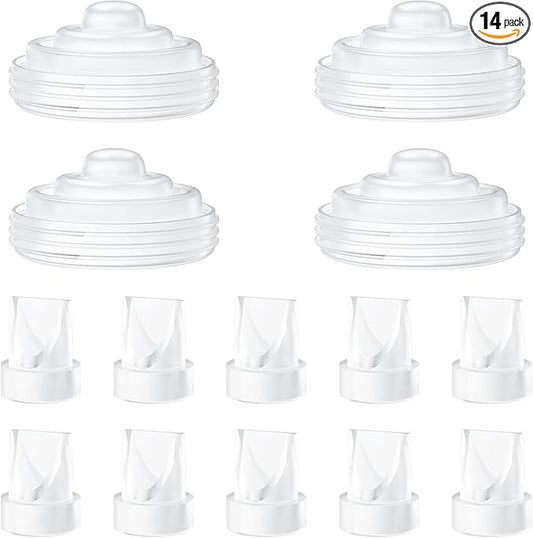 14PCS Breast Pump Parts Compatible with Momcozy M5 Replacement to Momcozy Duckbill Valves 10pcs and Silicone Diaphragms 4pcs, Not Original Mom Cozy Pump Part Accessories