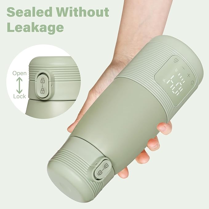 Portable Bottle Warmer for Travel - Super Fast Charging & 5-Min Heating for Breast Milk, Formula & Water, 17oz Large Capacity, Long Battery Life, Perfect for Car/Airplane, Fits Most Bottles