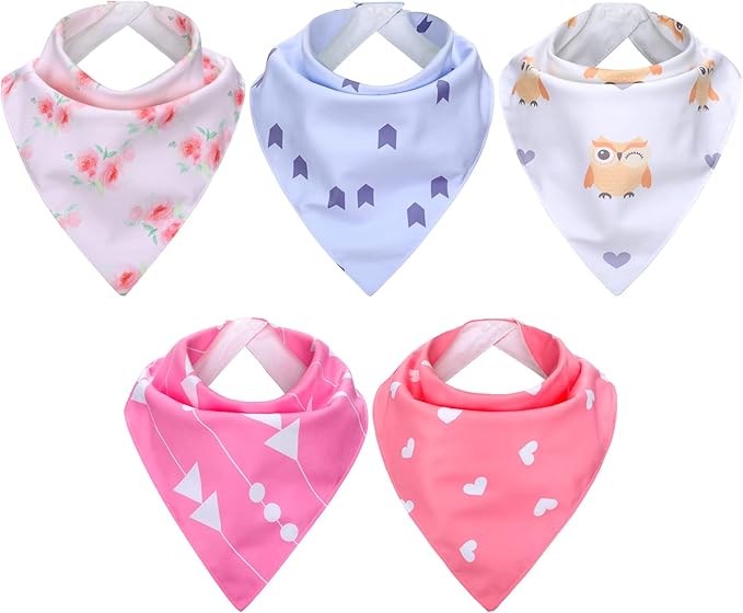 Janmercy 5 Pack Adult Drool Bandana Bibs Soft Adjustable Absorbent Christmas Drool Bibs for Christmas Special Needs Unisex Men Women