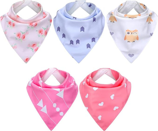Janmercy 5 Pack Adult Drool Bandana Bibs Soft Adjustable Absorbent Christmas Drool Bibs for Christmas Special Needs Unisex Men Women