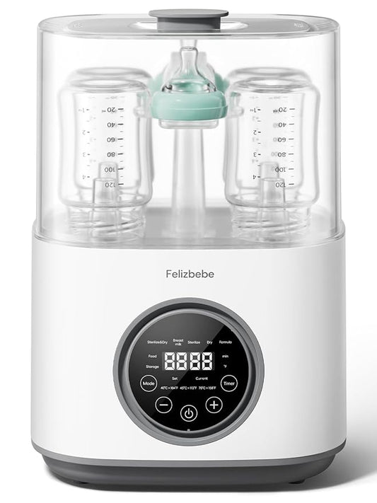 Bottle Sterilizer and Dryer, with Breastmilk Warmer, Large Capacity Baby Bottle Steam Sterilizer and Dryer for Baby Bottles, Pacifiers, Pump Parts, Touch Screen & Auto-Off, Premium Quality (Cream)