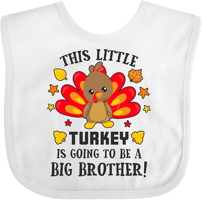 inktastic This Little Turkey Is Going To Be a Big Brother Baby Bib