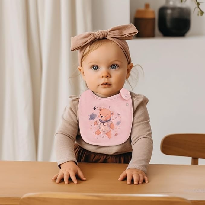 Maiwa 6 Pack Waterproof Cotton Baby Bibs for Girls Boys for Drooling Eating with Snaps