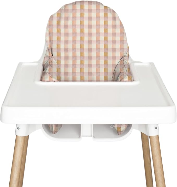 Nibble and Rest IKEA Highchair Cushion Cover for Inflatable Cushion, Compatible for IKEA Antilop Highchair Accessories, Stain-Proof&Wipeable Cover(Cushion NOT Included) (Pastelchecks)