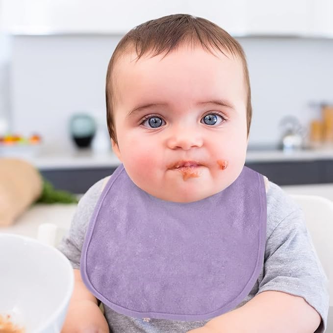 Vicloon Baby Bibs, 8Pcs Terry Bib Set, Baby Bibs for Girls & Boys, Terry Drool Cotton Bibs Waterproof Protection, Soft Absorbent Set for Teething and Drooling, Adjustable Hook-&-Loop Closure(color)