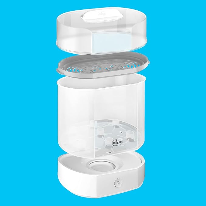 Chicco 3-in-1 Modular Electric Steam Sterilizer for Baby Bottles, Feeding Accessories, and More | Eliminates 99.9% of Germs | 3 Configurations | Automatic Shut-Off and Quiet Operation
