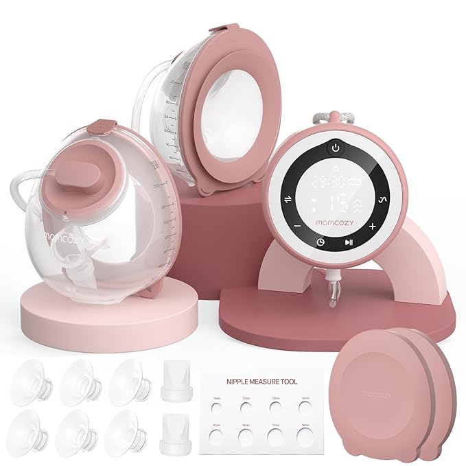 Momcozy Breast Pump V1 Pro Hospital-Grade, Hands-Free & Portable Wearable Pump, Upgraded Electric Pump with 3 Fine-Tuned Rhythms|15 Levels, Come with Leak-Proof DoubleFit Flange, Cozy Red.