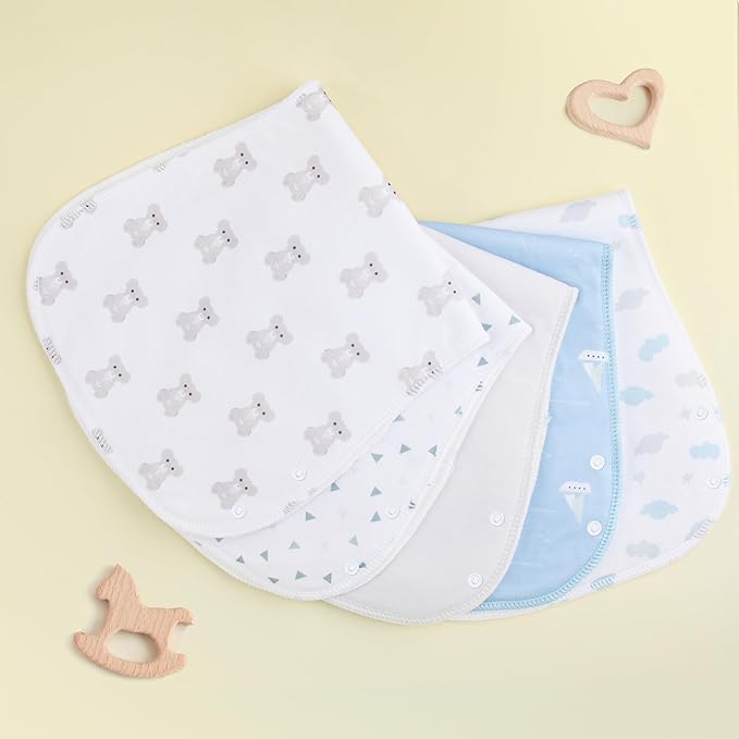 2-in-1 Burp Cloths and Baby Bibs - 6 Pack Large Super Absorbent Soft Cotton Burping Cloths for Spit Up, 3 Layers Thick Baby Burp Rags for Girls & Boys