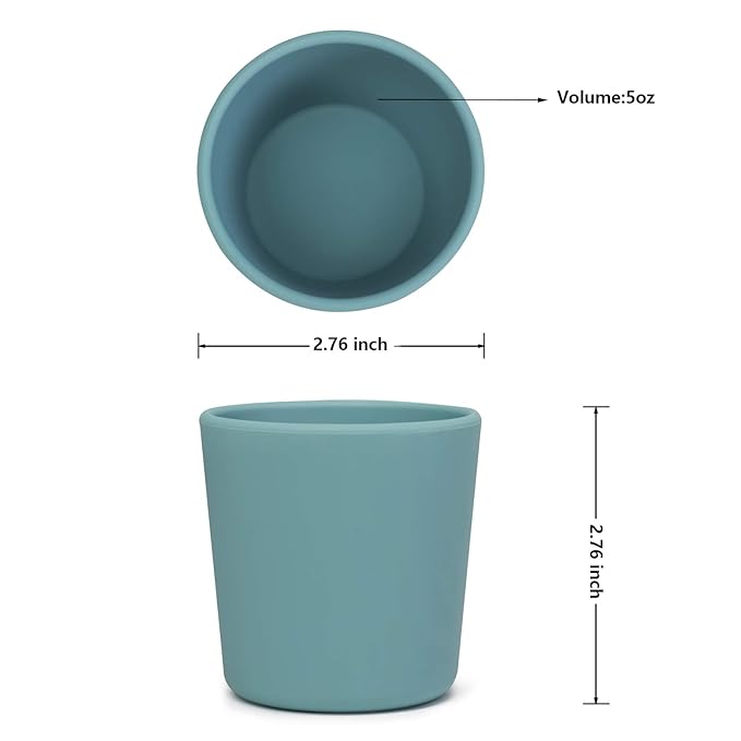 Silicone Toddler Cup 5 oz, First Open Cup for Toddlers 1-3 years old, Unbreakable Open Cup for Baby Non-Smell, Anti-Slip, Dishwasher Safe (Purple)