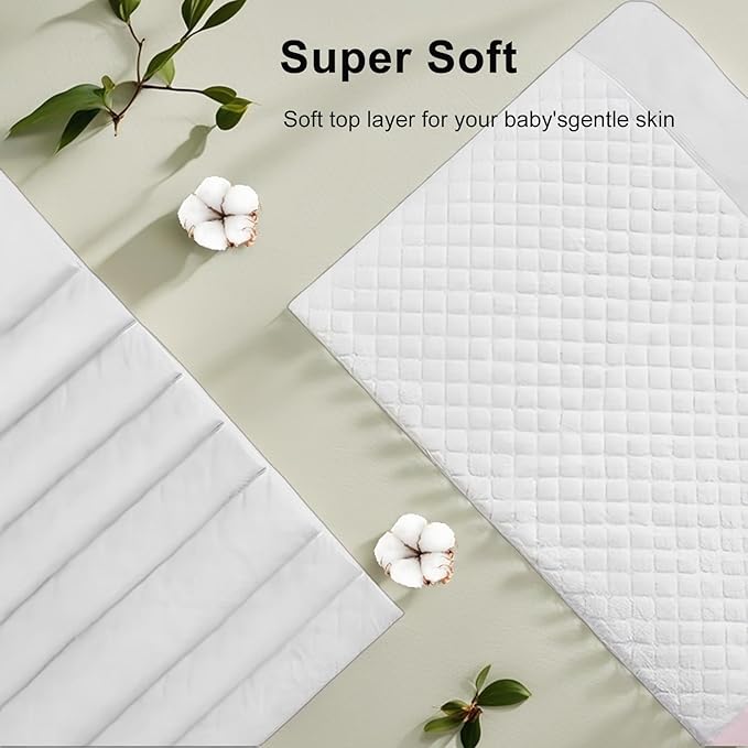 Disposable Changing Pad Liners (50 Pack), Baby Incontinence Diaper UnderPads 18"x 24" Extra Large & Super Soft , Ultra Absorbent & Waterproof - Covers Any Surface for Diaper Changes, White ﻿