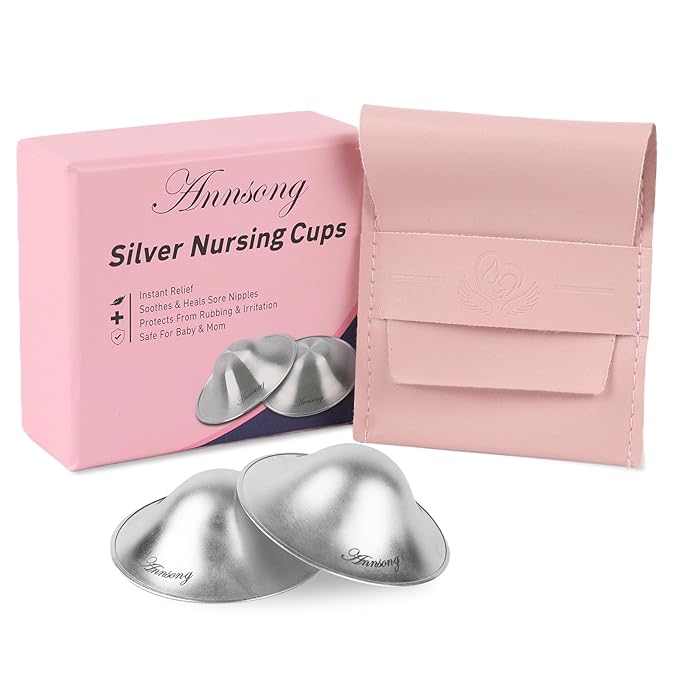 Silver Nursing Cups - Nipple Shields for Nursing Newborn - Breastfeeding Essentials - Newborn Essentials - 925 Silver Nipple Covers (Regular)
