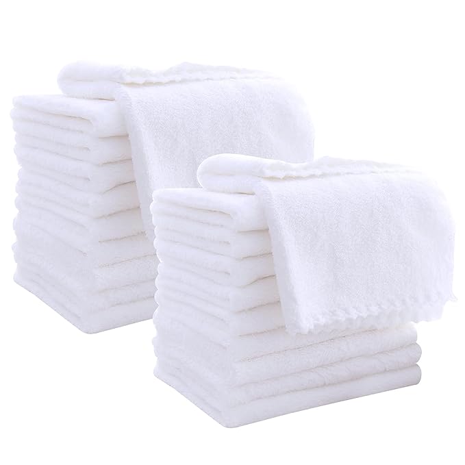 20 Pack Large Burp Cloths for Baby - 20" by 10" Ultra Absorbent Burping Cloth, Hand Washcloths, Newborn Towel - Milk Spit Up Rags - Burpy Cloths for Unisex, Boy, Girl - Burp Cloths Set(White)