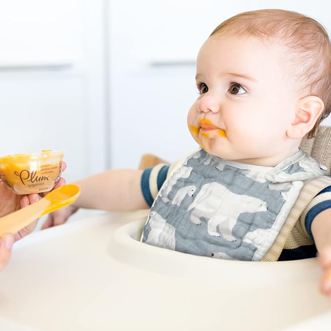 Zainpe 6Pcs Snap Muslin Cotton Bibs for Baby Bear Fox Deer Dog Bib Adjustable Machine Washable Burp Cloths with 6 Absorbent Soft Layers for Unisex Infant Newborn Toddler Drooling Feeding Teething