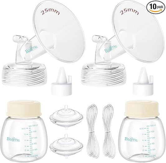 Breast Pump Parts Compatible with Spectra S1/S2/9 Plus, Not Original Accessories, Full Set Replacements Include 25mm Flanges, Valves, Backflow Protectors (Duckbills Included), Tubings and Bottles