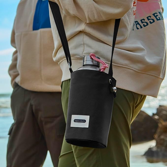 BLACK + BLUM Insulated Bottle Bag - For Adults and Kids - Made with Recycled PET and BPA Free - Bottle Bag for On The Go, Black