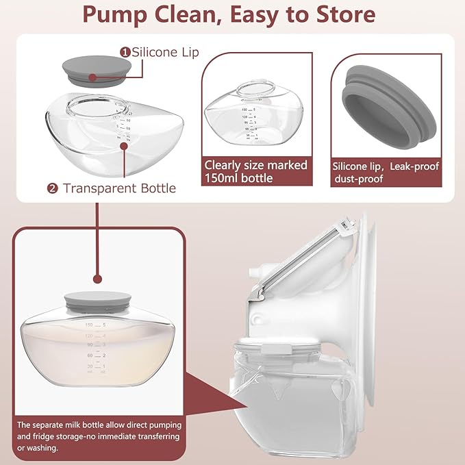 1pc Breast Pump Milk Collector with Silicone Lip Compatible with Momcozy Upgraded Mobile Flow M9, Upgraded M9 Breastmilk Container, Easy to Storage and Carry, Not Mom Cozy Original Parts