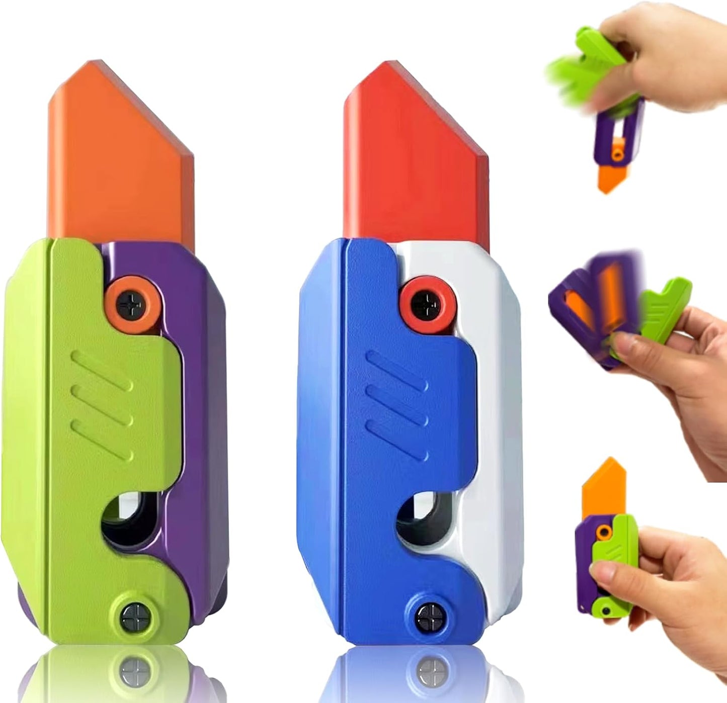 2 Pieces 3D Printing Fidget Knife Toy Carrot Toy Knife for Anxiety Stress Fidget Toys Sensory Toys Anxiety Stress Relief Toy Perfect for ADHD, ADD and Autism Purple and Purplee Knife Toy