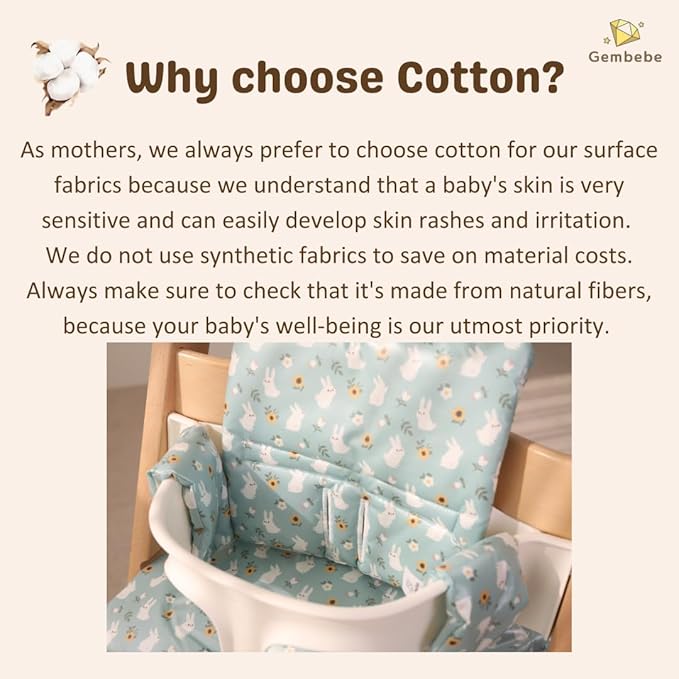 Waterproof & Compatible Stokke Tripp Trapp Cushion Set for Newborn Baby - Easy to Clean Stokke Tripp Trapp Newborn Set - 100% Cotton Stokke High Chair Cushion Set (Mint Bunny / 49.5 Counts)