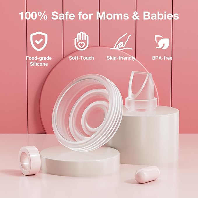 12PCS Mom cozy Breast Pump Replacement Parts, 8Pack Silicone Duckbill Valve & 4Pack Silicone Diaphragm Compatible with Momcozy M5 Wearable Breastpump, M5 Pump Parts Breastfeeding Essential Accessories