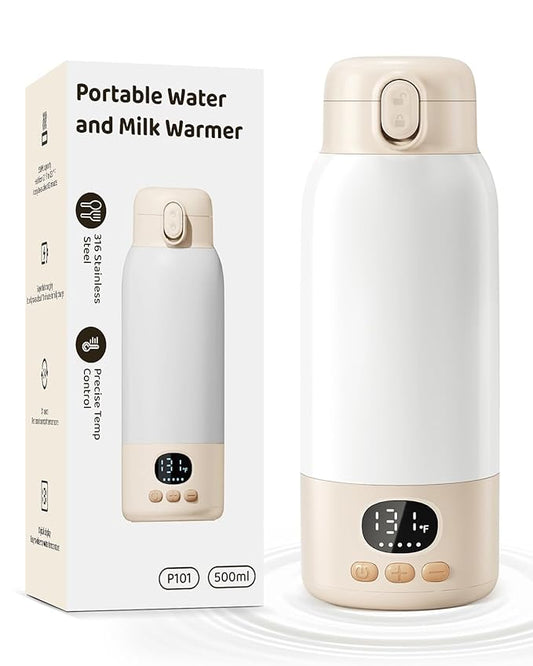 Portable Bottle Warmer for Travel, Milk Warmer for Breast Milk Formula & Water with Fast Heating & Smart Temperature Control,17oz Large Capacity