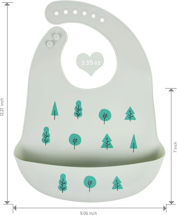 2 Pack Silicone Baby Bibs Adjustable Fit Waterproof Bib With Leak Proof Food Pouch Catcher for Eating Boys Girls