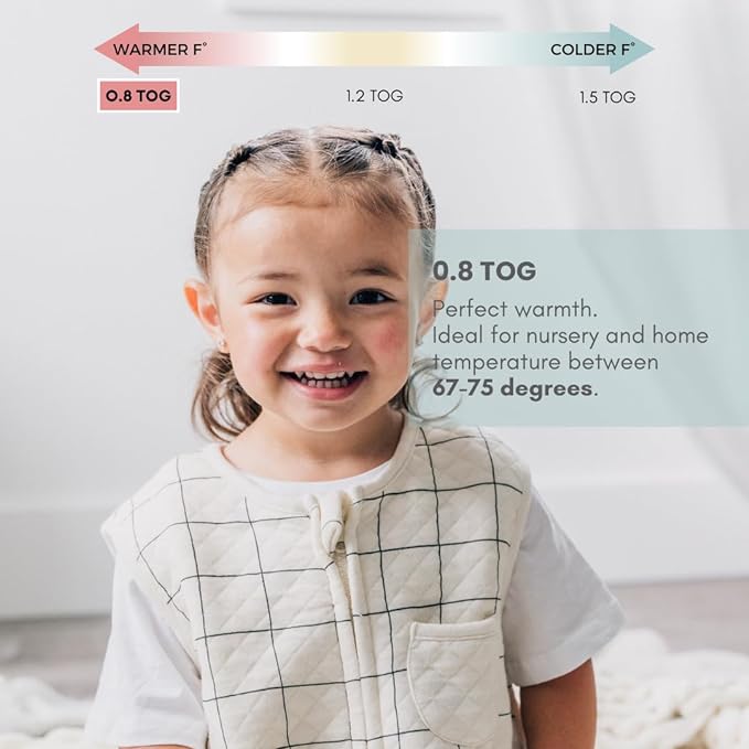 Tealbee Dreamsuit Toddler Sleep Sack with Feet – Walker Sleep Bag with Legs, Rayon made from Bamboo, Summer 0.8 TOG, 2-Way Zipper, 2T-3T - Checkered