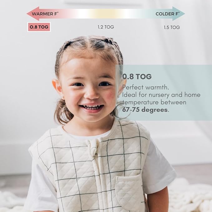 Tealbee Dreamsuit Toddler Sleep Sack with Feet – Walker Sleep Bag with Legs, Rayon made from Bamboo, Summer 0.8 TOG, 2-Way Zipper, 12m-2T - Checkered