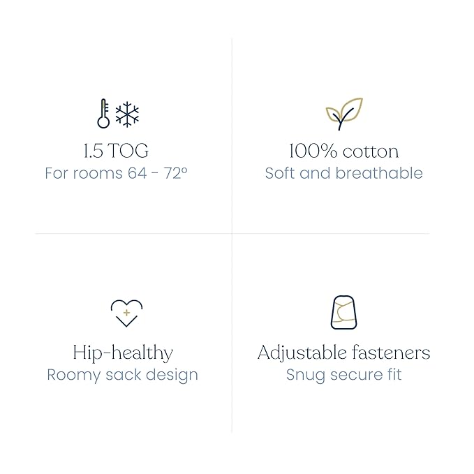 HALO 100% Cotton Sleepsack Swaddle, 3-Way Adjustable Wearable Blanket, TOG 1.5, Campsite, Small, 3-6 Months