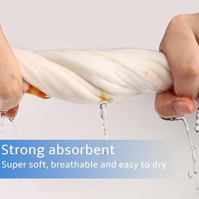 FOOK FISH Muslin Burp Cloths Cotton Burping Cloth 20'' X 10'' Pack of 6 for Baby Spit Up Cloths for Newborn,Absorbent,Soft,Large,6 Layers,Baby Burp Rags,Unisex,for Boys and Girls