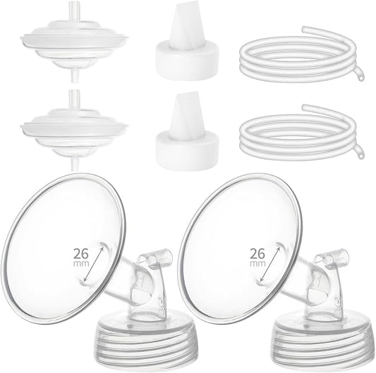 Breastpump Parts Compatible with Spectra S1 S2 9 Plus Motif Luna Ameda MYA Cimilre 26mm Flange Valve Tube Backflow Protector Replacement Kit for Spectra Accessories/Parts