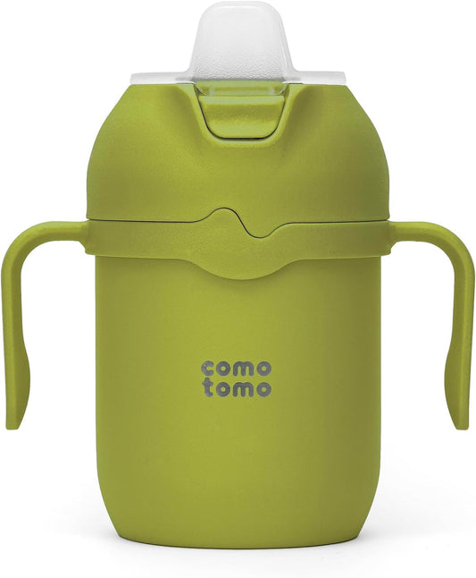 Comotomo Toddler Tumbler 8oz Insulated Sippy Cup with Silicone Straw and Spout, Green