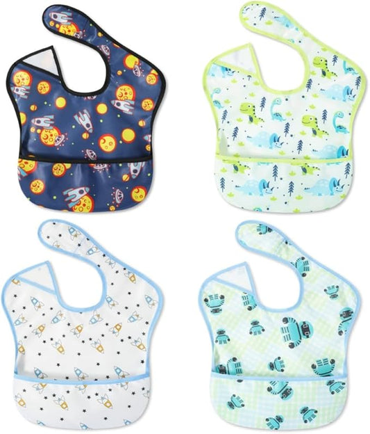 Baby bibs Waterproof Toddler bib - Feeding bib with Pocket for Infant Boy Girl Washable 6-36M