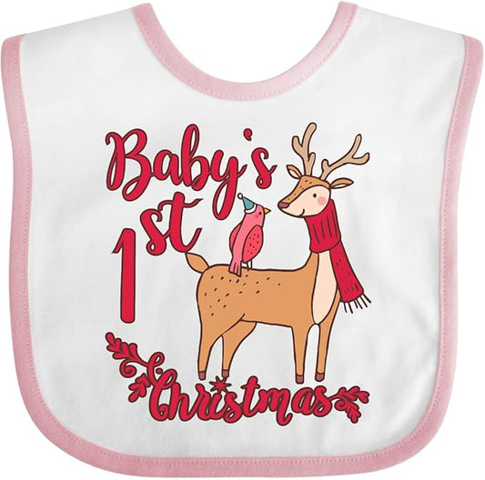 inktastic Baby's First Christmas Baby Bib
