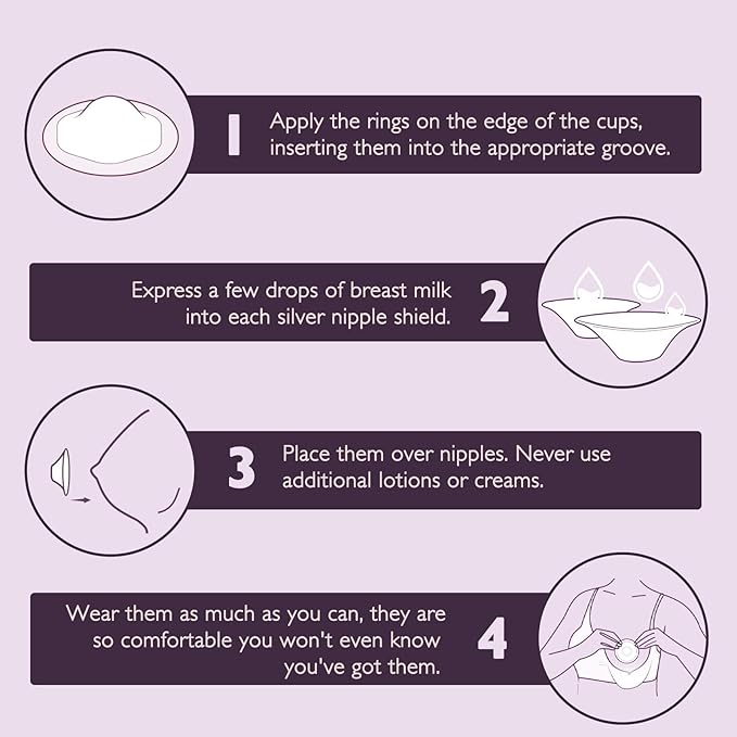 Boboduck The Original Silver Nursing Cups - 925 Silver Nipple Covers Breastfeeding - Protect and Soothe Sore Nipples - Silver Nipple Shield Guards with Soft Silicone Ring (X-Large)