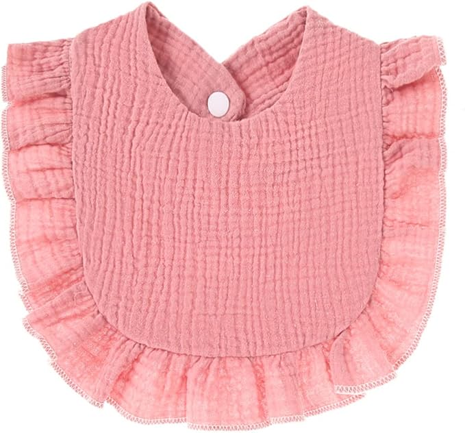 4 PACK Solid Muslin Baby Drool Bibs Set for Unisex Boys Girls Cotton Adjustable Teething Feeding Drooling Bibs