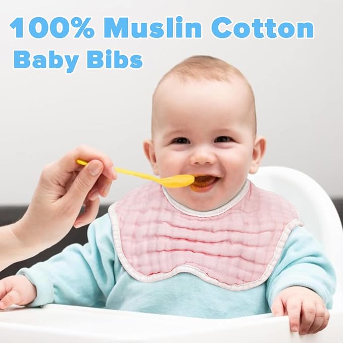 Muslin Baby Bibs for Drooling and Teething Newborn Drool Bibs for Baby Girl Boy