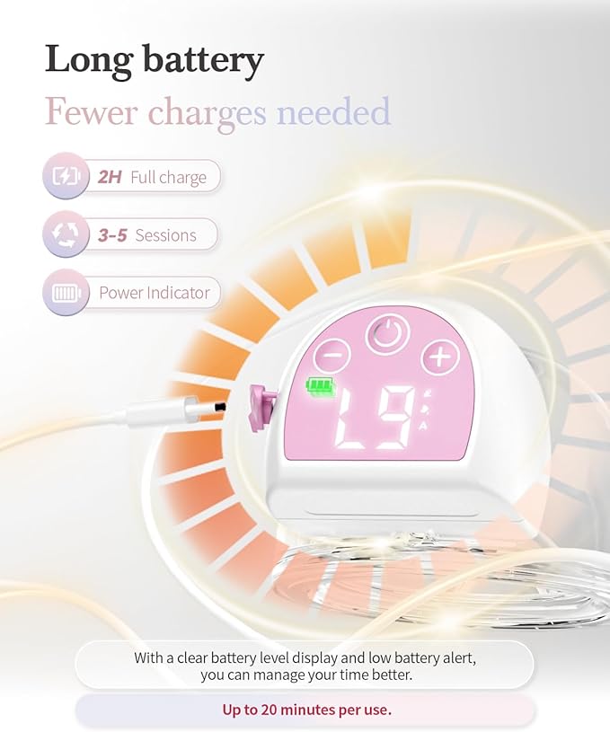 KISSBOBO ABP-1508 Hands Free Breast Pump Wearable with Storage Bag, Wearable Breastfeeding Pump Strong Suction, Low Noise, 3 Modes 9 Levels, with 21/24mm Insert/Flange, 2 Pack (Red)