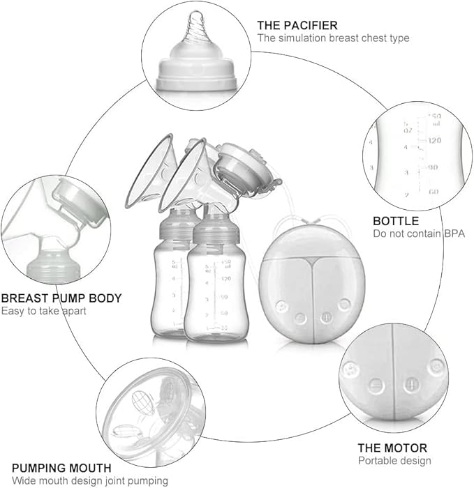 Breast Pump - Automatic Double Electric Breast Pump Extractor De Leche Manual 3 Modes, 9 Levels，White