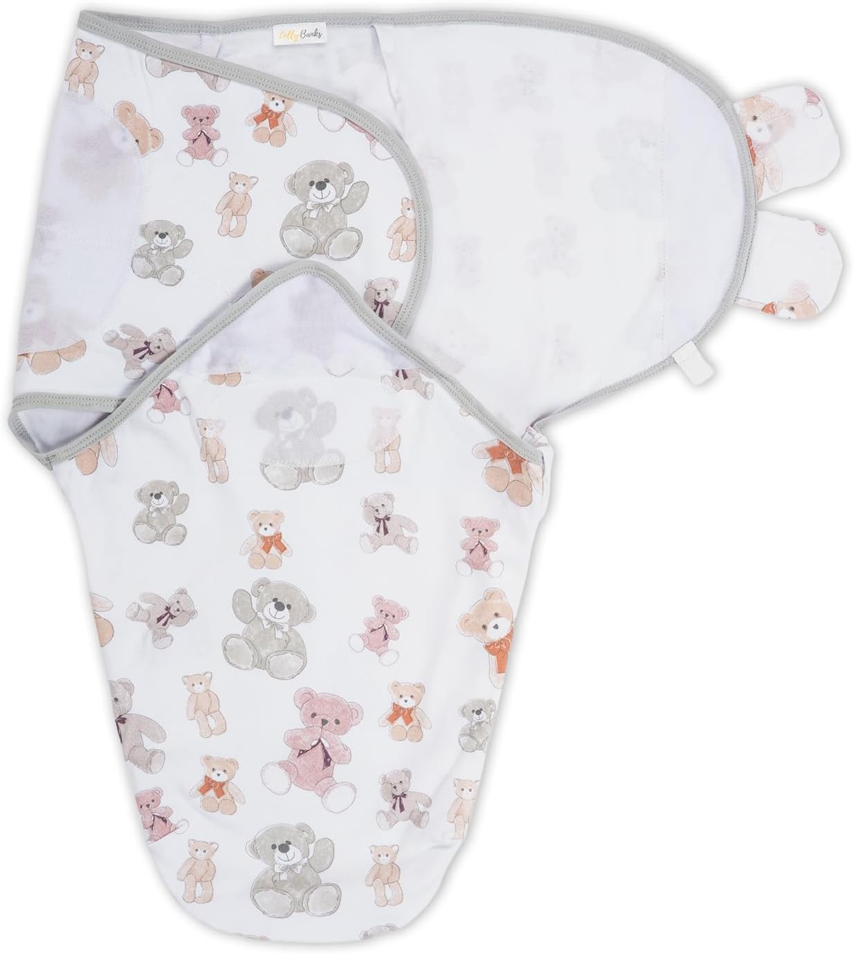 LollyBanks Baby Swaddles, 100% Organic Cotton Sleep Swaddle Sacks 0-3 Months, Newborn Swaddles with Easy Change Zipper, Swaddle Blanket Wrap, Baby Registry Must Haves (Teddy Bear Print)